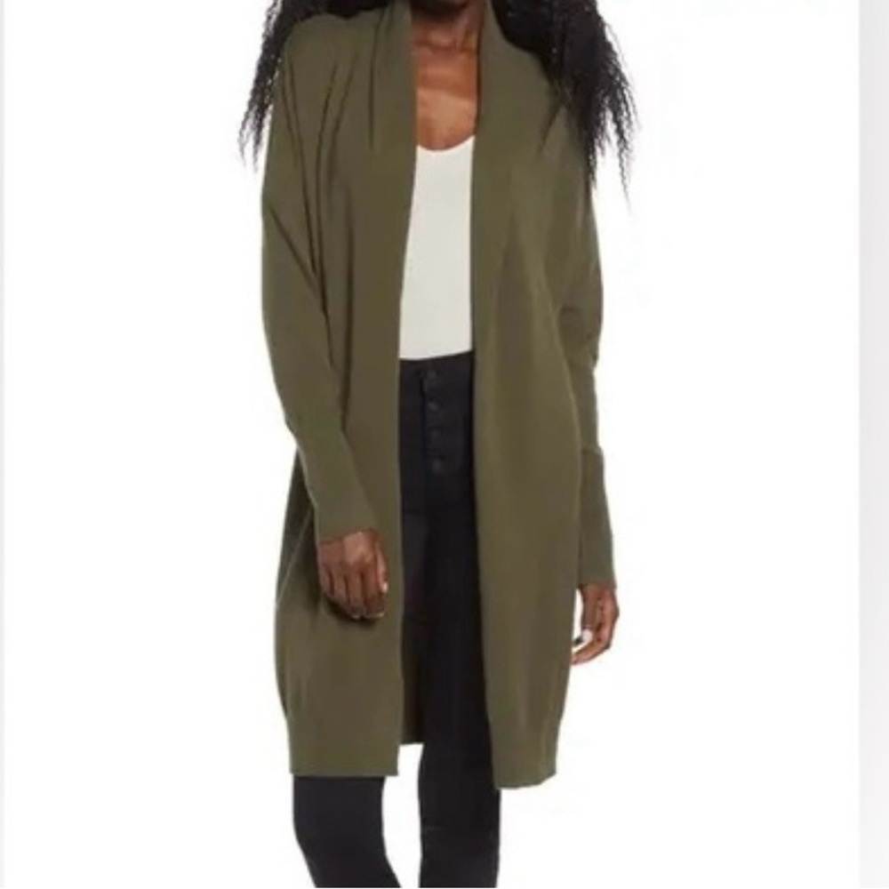 Leith Olive Open-Front Cardigan